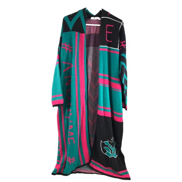 Anonyme Multi Color Long Open Front Wool Blend Cardigan Sweater Made in Italy - Picture 1 of 10